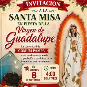 invitación a la santa misa y fiesta de la virgen de guadalupe