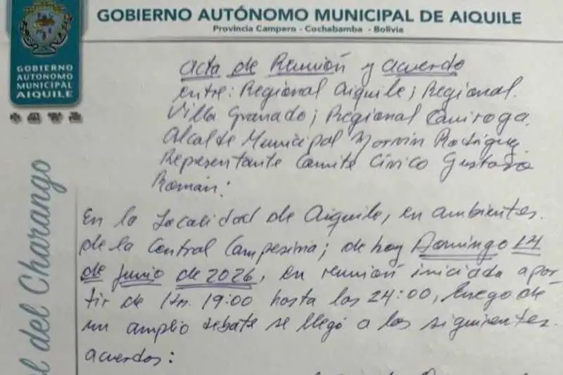 Portada: cuarto intermedio de 72 horas en los bloqueos de aiquile